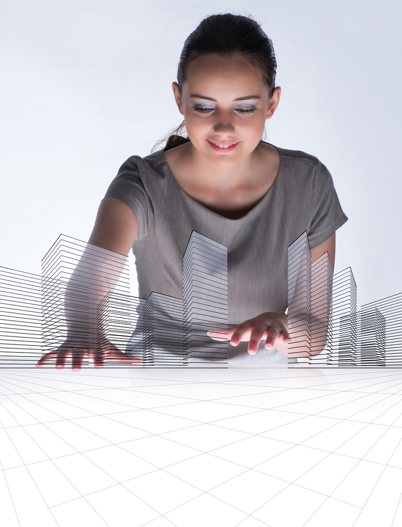 Woman Architect in Urban Planning Concept